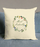 Mr. Darcy Quote Floral Cushion