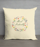 Mr. Darcy Quote Floral Cushion