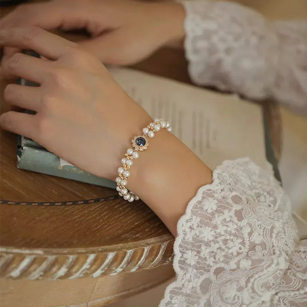 Caroline Bingley Pearl & Gold Bracelet