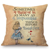 Alice in Wonderland Quotes Cushion Cover