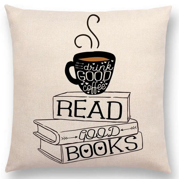 Good Coffee & Good Books Cushion Cover