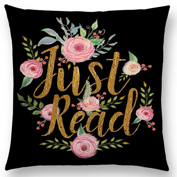 Just Read Black Cushion Cover