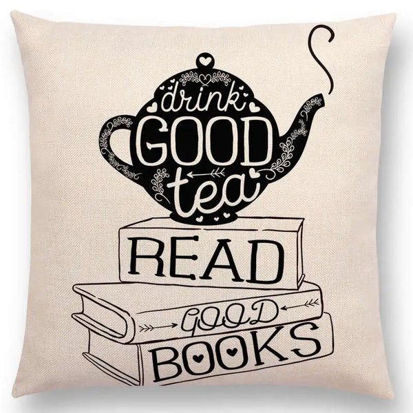 Good Tea & Good Books Cushion Cover