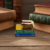 Coffee and Books Enamel Pin Brooch