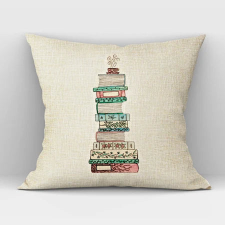 Book Stack Cushion Cover