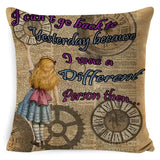 Alice in Wonderland Quotes Cushion Cover