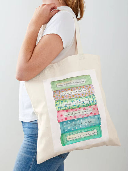Jane Austen Novels Stack Tote Bag