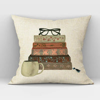 Book Stack & Glasses Cushion Cover