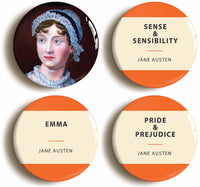 Jane Austen Badges - Set of 4 -  thejaneaustenshop.co.uk