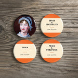 Jane Austen Badges - Set of 4 -  thejaneaustenshop.co.uk