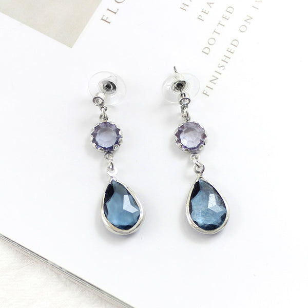Lavender & Blue Crystal Drop Earrings