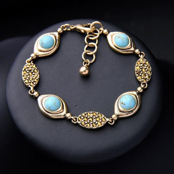 Lydia Bennet Turquoise & Gold Chain Bracelet