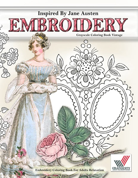Jane Austen Embroidery Colouring Book