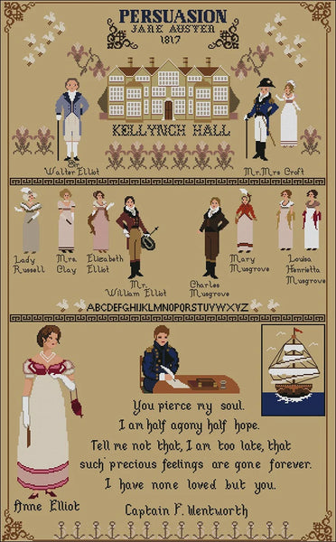 Jane Austen Persuasion Embroidery Sampler Chart