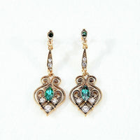 Vintage Gold Crystal Hollowed-out Drop Earrings -  thejaneaustenshop.co.uk