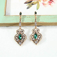Vintage Gold Crystal Hollowed-out Drop Earrings -  thejaneaustenshop.co.uk