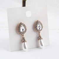 Waterdrop Pearl & Crystal Dangle Earrings -  thejaneaustenshop.co.uk