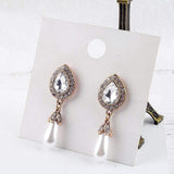 Waterdrop Pearl & Crystal Dangle Earrings -  thejaneaustenshop.co.uk