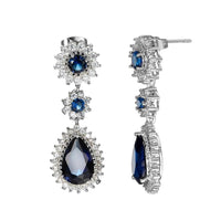 Sapphire Blue Crystal Dangle Earrings