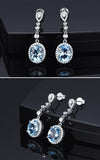 Silver Sky Blue Crystal Drop Earrings