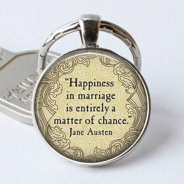 Happiness In Marriage Quote Keyring -  thejaneaustenshop.co.uk