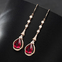 Rose Gold Ruby Drop Earrings