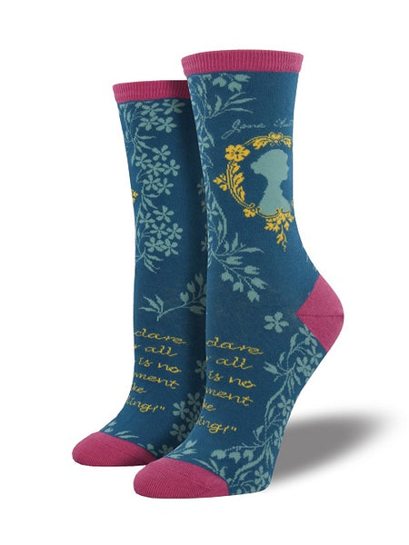 Jane Austen Socks -  Blue